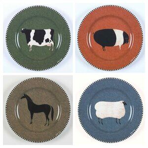 4 8" Plates Brandon House Barnyard Animals collection by Warren Kimble